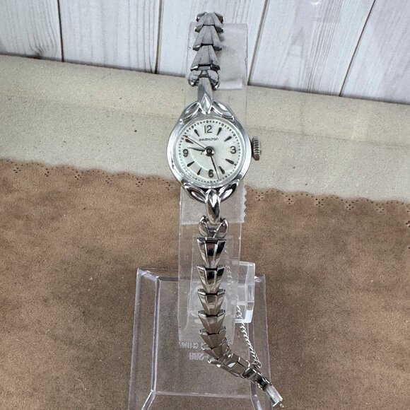 Vintage Early 1960's 10 Karat White Gold Filled Hamilton Mechanical Watch - Picture 7 of 7